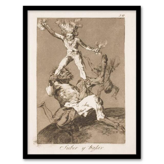 Artery8 Francisco Goya Up & Down Pan Deception Allegory Framed Art Print in Grey - Size: A4 - image 1