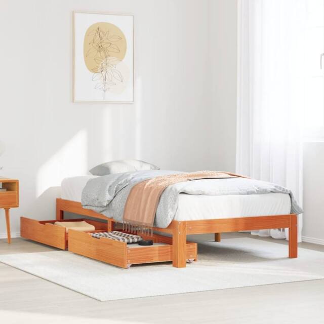Berkfield Home Bed Frame with Drawers without Mattress Wax Brown 90x200 cm - image 1