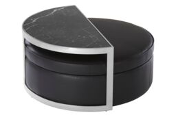 Orsina Luxurious Stool & Coffee Table Set, Center Table With Black Marble Top, Nesting Coffee Table For Lounge - thumbnail 1