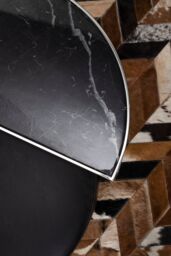 Orsina Luxurious Stool & Coffee Table Set, Center Table With Black Marble Top, Nesting Coffee Table For Lounge - thumbnail 3