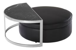 Orsina Luxurious Stool & Coffee Table Set, Center Table With Black Marble Top, Nesting Coffee Table For Lounge - thumbnail 4