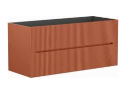 Vente-unique Fluted Wall-Hung Vanity Unit In Terracotta - 120 Cm - PAVANI - thumbnail 5