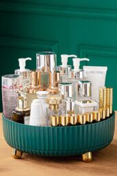 Living and Home 28CM Spinning Skincare Cosmetic Organizer in Green - thumbnail 1