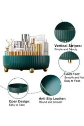 Living and Home 28CM Spinning Skincare Cosmetic Organizer in Green - thumbnail 2