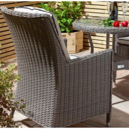 Cheshire 2 Seater Natural Stone Rattan Weave Garden Bistro Set in Grey - thumbnail 3