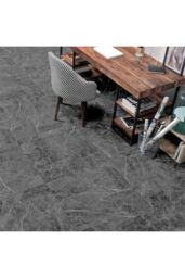 Living and Home 24Pcs Square Self Adhesive Stone Effect Floor Tiles in Dark Grey - thumbnail 4