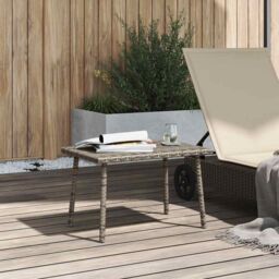 Berkfield Home Garden Coffee Table Rectangular Grey 60x40x37 cm Poly Rattan - Size: 60 x 40 x 37 cm - thumbnail 3