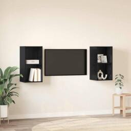 Berkfield Home Wall TV Cabinet 2 pcs Black oak 37 x 37 x 72 cm Engineered wood - thumbnail 4