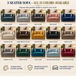 Stratus Interiors Ambassador Sofa Chesterfield Toronto Silver Trim Plush Velvet in Blue - Size: 2 Seater - thumbnail 6