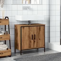 Berkfield Home Sink Cabinet Artisan Oak 60x30x60 cm Engineered Wood in Brown - Size: 60 x 30 x 60 cm - thumbnail 3