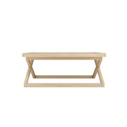 Wyld Haus Enniscorthy Large Blonde Oak Veneer Coffee Table X Frame in Beige - thumbnail 5
