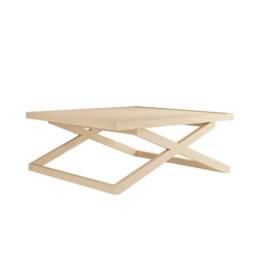 Wyld Haus Enniscorthy Large Blonde Oak Veneer Coffee Table X Frame in Beige - thumbnail 2