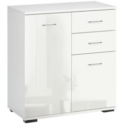 HOMCOM New Modern Cabinet Sideboard Cupboard Buffet Solo High Gloss Chest in White - thumbnail 2