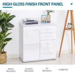 HOMCOM New Modern Cabinet Sideboard Cupboard Buffet Solo High Gloss Chest in White - thumbnail 5