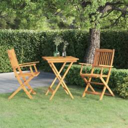 Berkfield Home Sturdy 3 Piece Folding Garden Dining Set Solid Acacia Wood in Brown - thumbnail 2