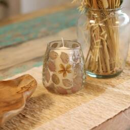 Serenityy Primavera Glass Vase Candle Holder with Dried Flowers - 12x11cm in Clear - Size: 12x11 cm