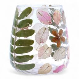 Serenityy Primavera Glass Vase Candle Holder with Dried Flowers - 12x11cm in Clear - Size: 12x11 cm - thumbnail 4