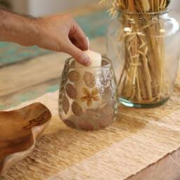 Serenityy Primavera Glass Vase Candle Holder with Dried Flowers - 12x11cm in Clear - Size: 12x11 cm - thumbnail 6
