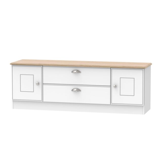 Ready Assembled 2 U Albert 2 Door 2 Drawer Superwide TV Unit (Ready Assembled) in White