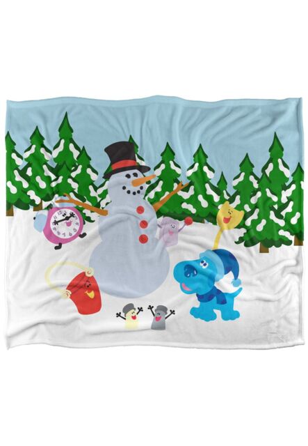 Blues Clues Blue Snowman Winter Landscape Silky Touch Super Soft Throw Blanket 152 X 127 cm in White - image 1