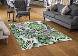 Benjamin Tate Design Watercolour Botanical Leaves Rug in Natural - Size: Large - thumbnail 2