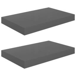 Berkfield Home Floating Wall Shelves 2 pcs High Gloss Grey 40x23x3.8 cm MDF