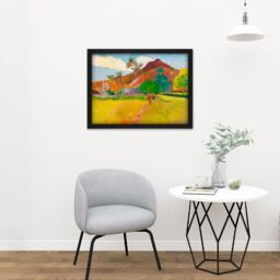 "Artery8 Wall Art Print Paul Gauguin Tahitian Landscape Large Framed Wall Décor Art in Brown - Size: W18"" x H24""" - thumbnail 2