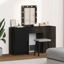 Berkfield Home 3 Piece Dressing Table Set with LED Black Engineered Wood