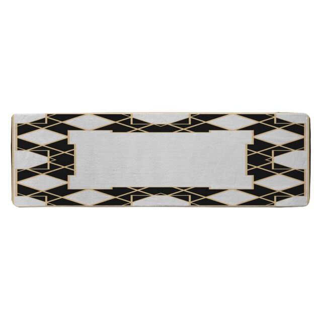 Benjamin Tate Design Art Dco Diamond Border Runner Rug in Natural - Size: 67 cm x 230 cm - image 1