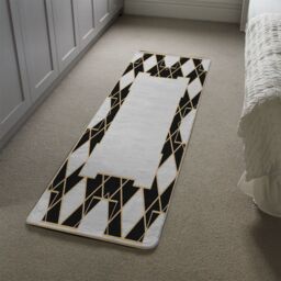 Benjamin Tate Design Art Dco Diamond Border Runner Rug in Natural - Size: 67 cm x 230 cm - thumbnail 4