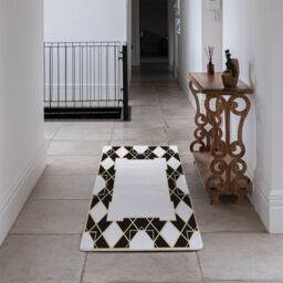 Benjamin Tate Design Art Dco Diamond Border Runner Rug in Natural - Size: 67 cm x 230 cm - thumbnail 3