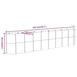Berkfield Home Garden Raised Bed Powder-coated Steel 332x40x68 cm Grey - Size: 332 x 40 x 68 cm - thumbnail 6