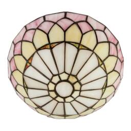 Happy Homewares Pale Pink Stained Glass Domed Tiffany Pendant Light Shade with Chains - thumbnail 3