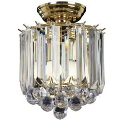 Loops Flush Ceiling Mount Light Brass & Acrylic 2x Lamp Bulb Classic Hanging Fitting in Metallics