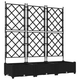Berkfield Home Durable Garden Planter with Trellis 3 pcs Black 120x40x125.5 cm - thumbnail 3