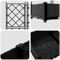 Berkfield Home Durable Garden Planter with Trellis 3 pcs Black 120x40x125.5 cm - thumbnail 8