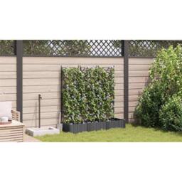 Berkfield Home Durable Garden Planter with Trellis 3 pcs Black 120x40x125.5 cm - thumbnail 4