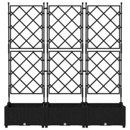 Berkfield Home Durable Garden Planter with Trellis 3 pcs Black 120x40x125.5 cm - thumbnail 5