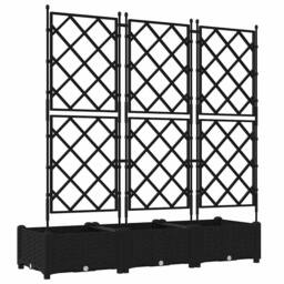 Berkfield Home Durable Garden Planter with Trellis 3 pcs Black 120x40x125.5 cm - thumbnail 7
