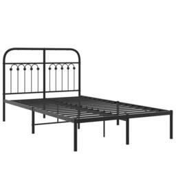 Berkfield Home Metal Bed Frame without Mattress with Headboard Black 120x200cm - Size: Small Double