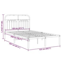 Berkfield Home Metal Bed Frame without Mattress with Headboard Black 120x200cm - Size: Small Double - thumbnail 8