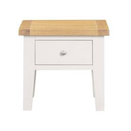 Home Source Bedroom Solid Wooden 1 Drawer Side Lamp Table Bedside Cabinet Oak Top in White - thumbnail 2