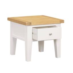 Home Source Bedroom Solid Wooden 1 Drawer Side Lamp Table Bedside Cabinet Oak Top in White - thumbnail 4