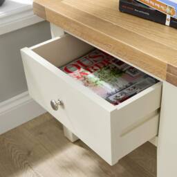 Home Source Bedroom Solid Wooden 1 Drawer Side Lamp Table Bedside Cabinet Oak Top in White - thumbnail 7