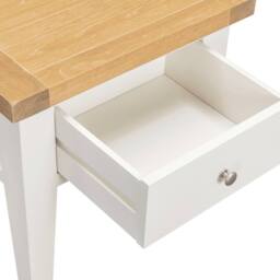 Home Source Bedroom Solid Wooden 1 Drawer Side Lamp Table Bedside Cabinet Oak Top in White - thumbnail 5