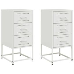 Berkfield Home Bedside Cabinets 2 pcs White 36x39x78 cm Steel - Size: 36 x 39 x 78 cm - thumbnail 2