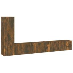 Berkfield Home Classic 3 Piece TV Cabinet Set Smoked Oak Engineered Wood in Brown - thumbnail 3