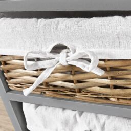 Home Source Lichfield 4 Wicker Basket Drawer Chest Storage Unit Fully Assembled in Grey - thumbnail 4