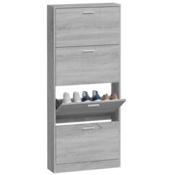 Berkfield Home Shoe Cabinet Grey Sonoma 59x17x150 cm Engineered Wood - Size: 59 x 17 x 150 cm - thumbnail 4