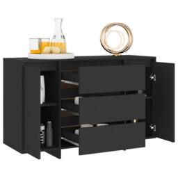 Berkfield Home Sideboard with 3 Drawers Black 120x41x75 cm Engineered Wood - Size: 120 x 41 x 75 cm - thumbnail 3